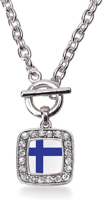Inspired Silver - Silver Square Charm 18 Inch Necklace with Cubic Zirconia Jewelry