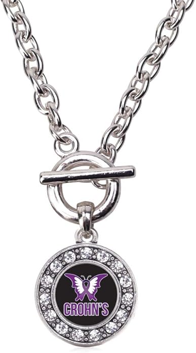 Inspired Silver - Silver Circle Charm 18 Inch Necklace with Cubic Zirconia Jewelry