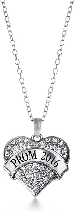 Inspired Silver - Silver Pave Heart Charm 18 Inch Necklace with Cubic Zirconia Jewelry