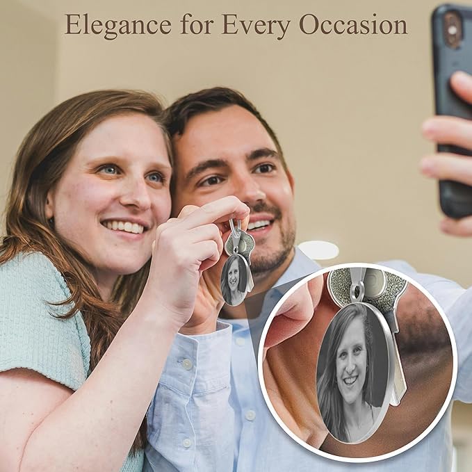 ikkado Personalized Picture Keychain – Custom Double-Sided Photo & Engraved Text Key Chain Gift for Mom, Dad – Made in USA