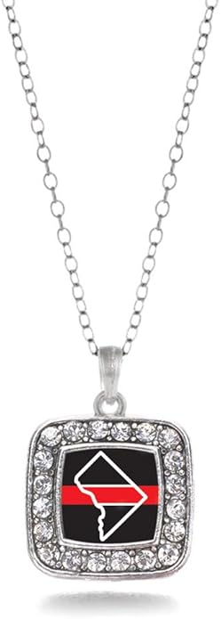 Inspired Silver - Silver Square Charm 18 Inch Necklace with Cubic Zirconia Jewelry