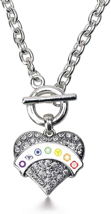 Inspired Silver - Silver Pave Heart Charm 18 Inch Necklace with Cubic Zirconia Jewelry