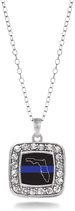 Inspired Silver - Silver Square Charm 18 Inch Necklace with Cubic Zirconia Jewelry
