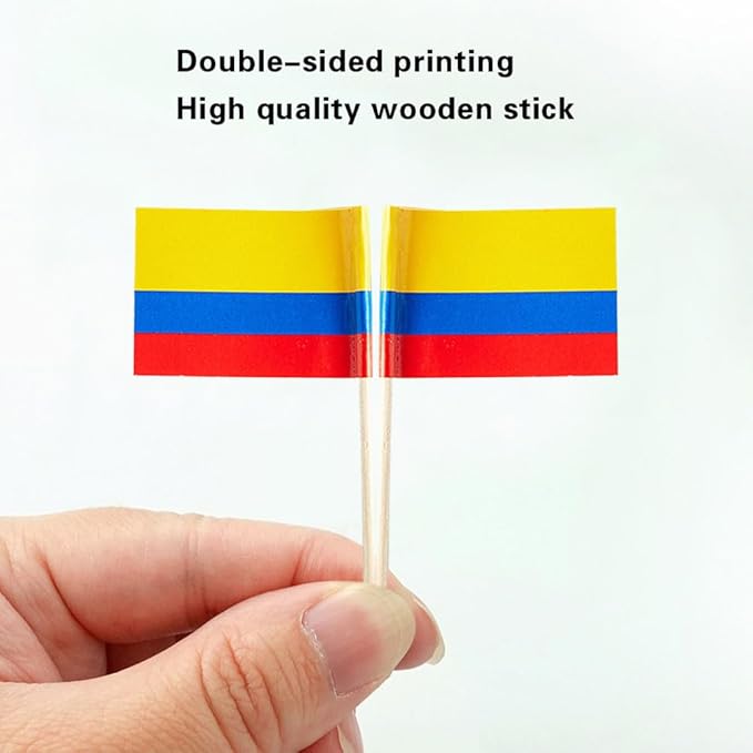 Colombia Flag Colombian Flag, Small Mini Colombia Toothpick Flags for Food, Cupcakes, Cocktails, Appetizers, Bar Party Decorations