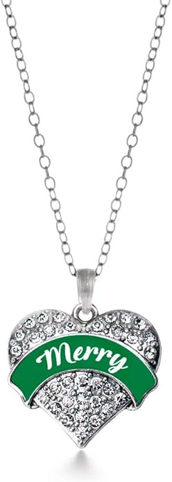 Inspired Silver - Silver Pave Heart Charm 18 Inch Necklace with Cubic Zirconia Jewelry