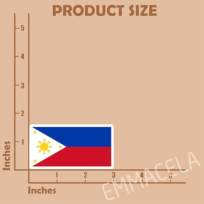 (3PCS) Philipines Flag stickers, Countries Flag Stickers - Waterproof Vinyl Decals For Laptops, Tumblers, Water Bottles, Books, Scrapbooks, Size 3 x 1.6 Inch