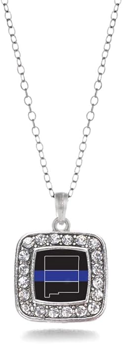 Inspired Silver - Silver Square Charm 18 Inch Necklace with Cubic Zirconia Jewelry