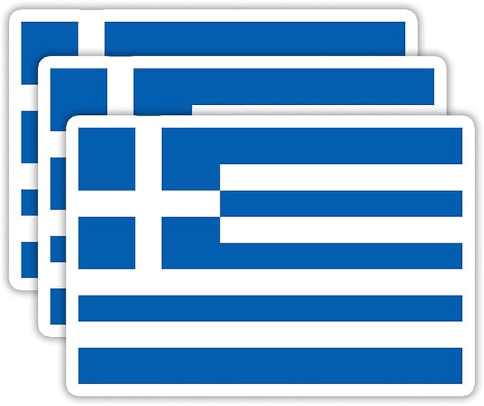 (3PCS) Greece Flag stickers, Countries Flag Stickers - Waterproof Vinyl Decals For Laptops, Tumblers, Water Bottles, Books, Scrapbooks, Size 3 x 2 Inch
