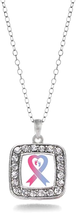 Inspired Silver - Silver Square Charm 18 Inch Necklace with Cubic Zirconia Jewelry