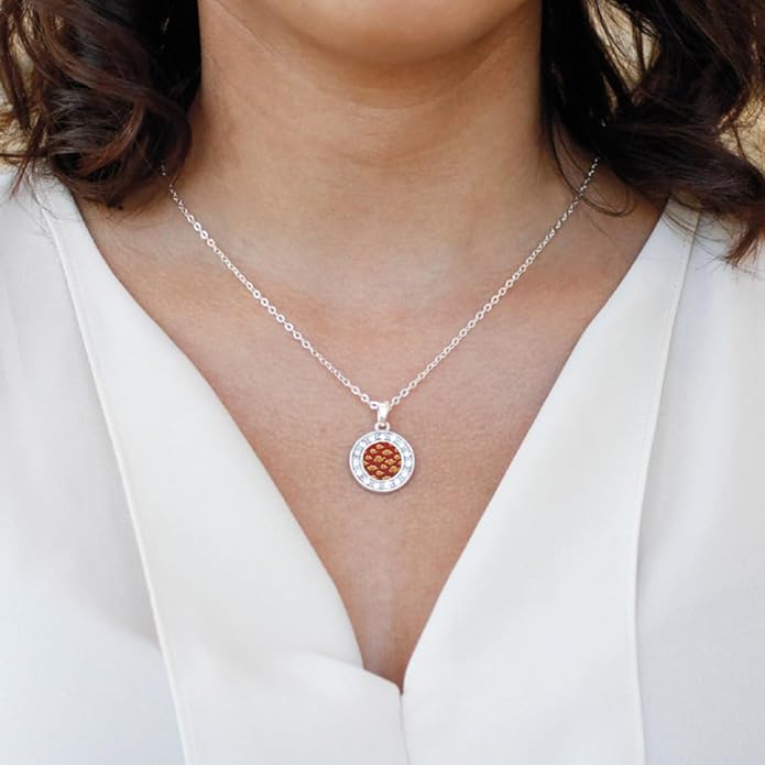 Inspired Silver - Silver Circle Charm 18 Inch Necklace with Cubic Zirconia Jewelry
