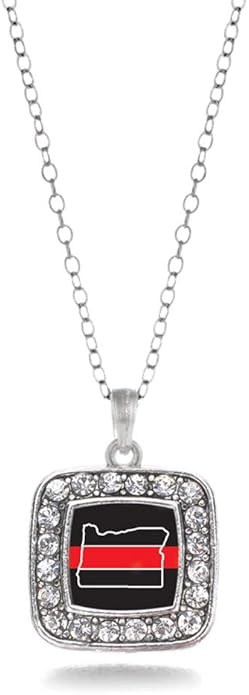 Inspired Silver - Silver Square Charm 18 Inch Necklace with Cubic Zirconia Jewelry