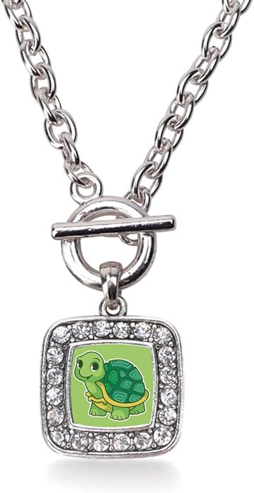 Inspired Silver - Silver Square Charm 18 Inch Necklace with Cubic Zirconia Jewelry