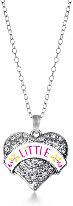 Inspired Silver - Silver Pave Heart Charm 18 Inch Necklace with Cubic Zirconia Jewelry