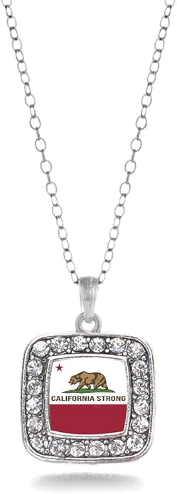 Inspired Silver - Silver Square Charm 18 Inch Necklace with Cubic Zirconia Jewelry