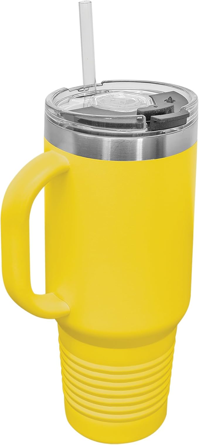 LaserGram 40oz Vacuum Insulated Travel Mug with Handle, CNA Certified Nurse Assistant, Personalized Engraving Included (Yellow)
