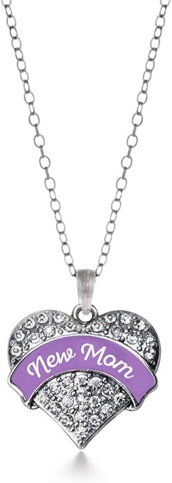 Inspired Silver - Silver Pave Heart Charm 18 Inch Necklace with Cubic Zirconia Jewelry