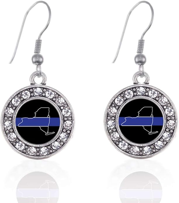 Inspired Silver - Silver Circle Charm French Hook Drop Earrings with Cubic Zirconia Jewelry