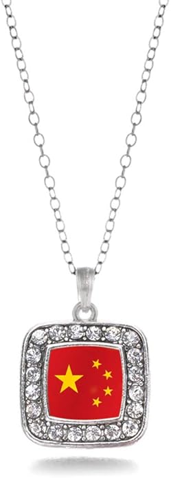 Inspired Silver - Silver Square Charm 18 Inch Necklace with Cubic Zirconia Jewelry