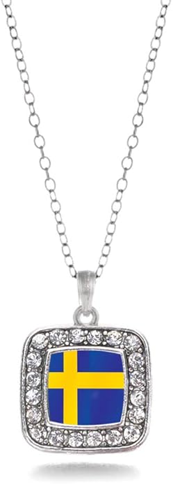 Inspired Silver - Silver Square Charm 18 Inch Necklace with Cubic Zirconia Jewelry