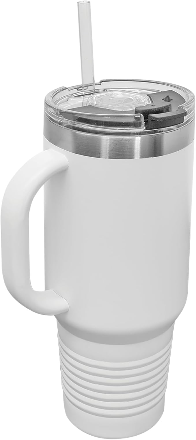 LaserGram 40oz Vacuum Insulated Travel Mug with Handle, CNA Certified Nurse Assistant, Personalized Engraving Included (White)