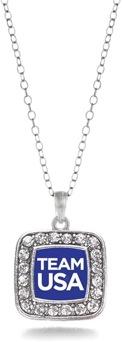 Inspired Silver - Silver Square Charm 18 Inch Necklace with Cubic Zirconia Jewelry
