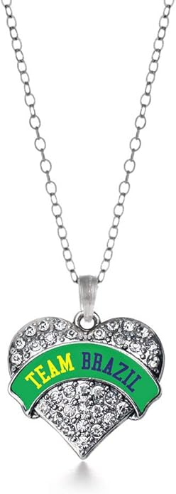 Inspired Silver - Silver Pave Heart Charm 18 Inch Necklace with Cubic Zirconia Jewelry