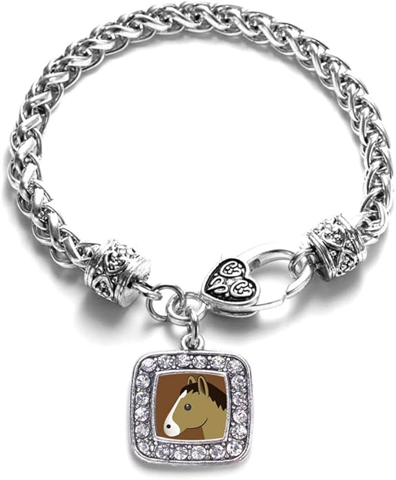 Inspired Silver - Silver Square Charm Bracelet with Cubic Zirconia Jewelry