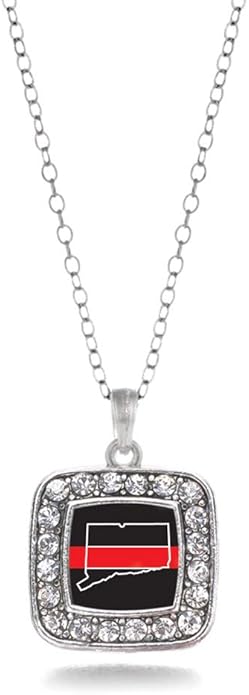 Inspired Silver - Silver Square Charm 18 Inch Necklace with Cubic Zirconia Jewelry