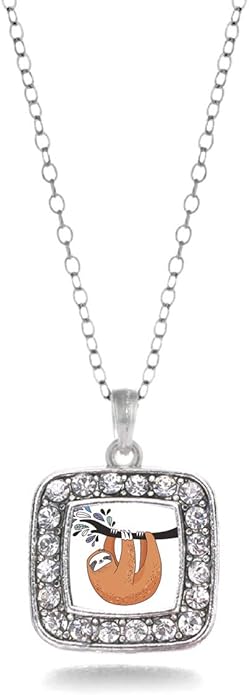 Inspired Silver - Silver Square Charm 18 Inch Necklace with Cubic Zirconia Jewelry