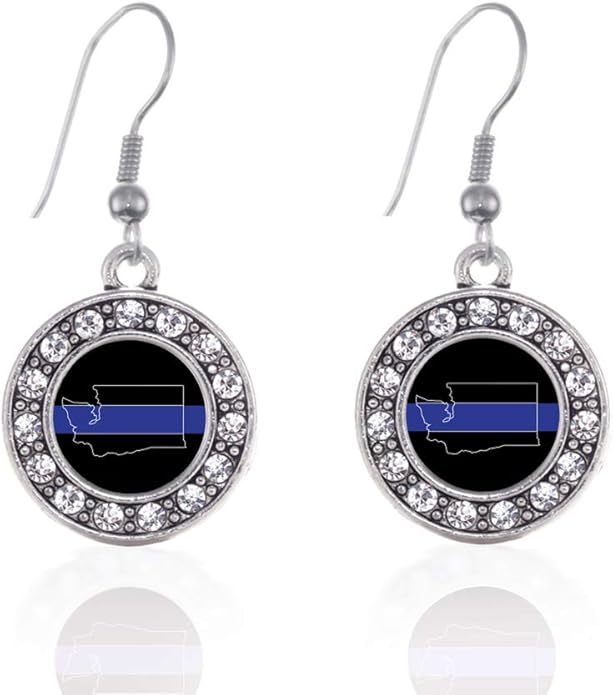 Inspired Silver - Silver Circle Charm French Hook Drop Earrings with Cubic Zirconia Jewelry