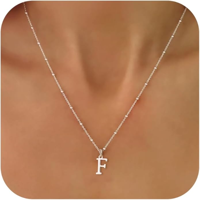 MDIEEL Initial Necklaces for Women Dainty 14k Gold Plated A-Z Letter Pendant Name Necklaces Cute Charm Choker Fashion Accessories Non Tarnish Trendy Jewelry Gift