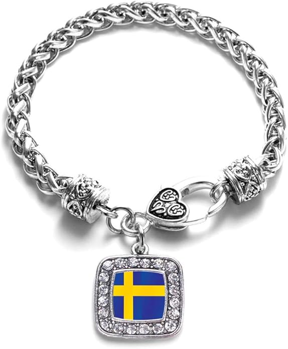 Inspired Silver - Silver Square Charm Bracelet with Cubic Zirconia Jewelry