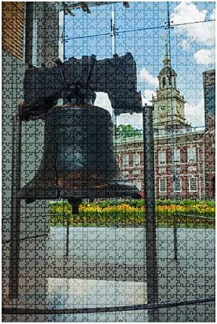 500Piece Puzzle Liberty Bell and Independence Hall in Philadelphia Indoor Activities Difficult Jigsaw Puzzle Set for Adults Children Educational Toys Gift