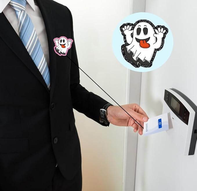 Halloween Ghost Badge Reels Retractable Funny Cute Badge Holder with Badge Reel ID Clip Name Tag Card Tag Card Badge Clip Acrylic Accessories Gifts Nurse