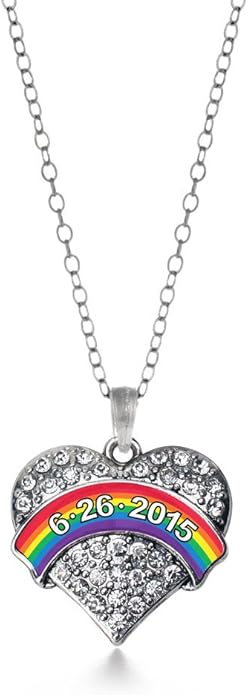 Inspired Silver - Silver Pave Heart Charm 18 Inch Necklace with Cubic Zirconia Jewelry
