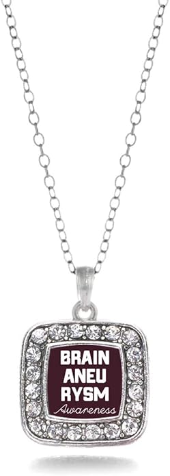 Inspired Silver - Silver Square Charm 18 Inch Necklace with Cubic Zirconia Jewelry