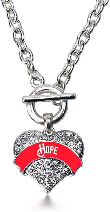 Inspired Silver - Silver Pave Heart Charm 18 Inch Necklace with Cubic Zirconia Jewelry