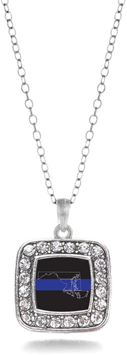 Inspired Silver - Silver Square Charm 18 Inch Necklace with Cubic Zirconia Jewelry