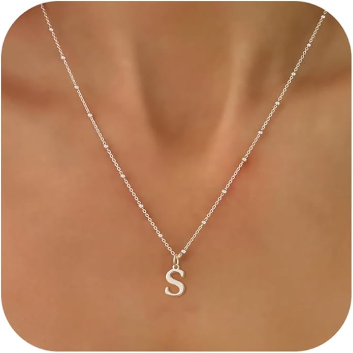 MDIEEL Initial Necklaces for Women Dainty 14k Gold Plated A-Z Letter Pendant Name Necklaces Cute Charm Choker Fashion Accessories Non Tarnish Trendy Jewelry Gift