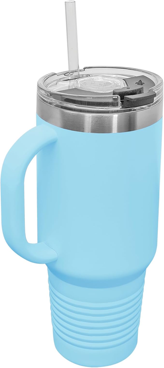 LaserGram 40oz Vacuum Insulated Travel Mug with Handle, CNA Certified Nurse Assistant, Personalized Engraving Included (Light Blue)
