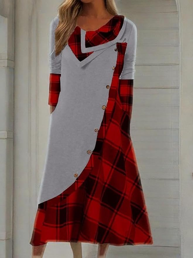 Winter Dresses for Women Wedding Guests Casual Cute Heart Long Sleeve Tiered Maxi Dress with Pockets Plus Size