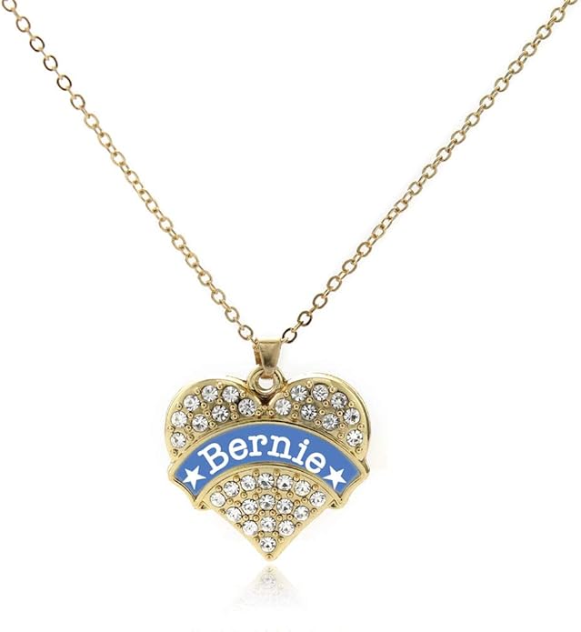 Inspired Silver - Gold Pave Heart Charm 18 Inch Necklace with Cubic Zirconia Jewelry