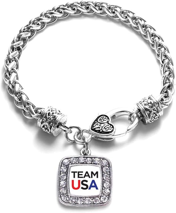 Inspired Silver - Silver Square Charm Bracelet with Cubic Zirconia Jewelry