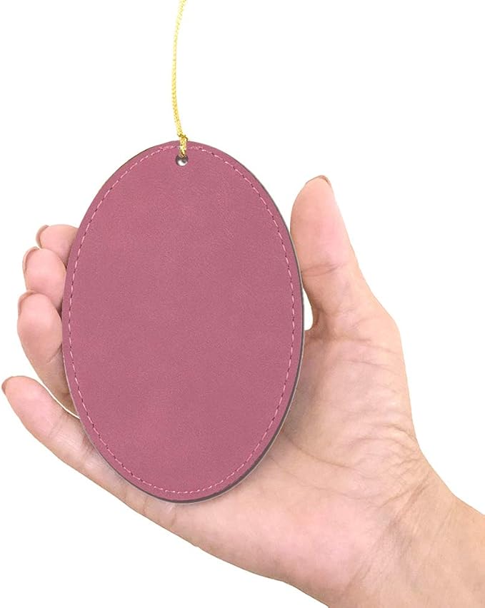 LaserGram Personalized Christmas Ornament, Flag of South Korea, Faux Leather, Custom Laser Engraved Gift Idea (Oval Shape, Pink)