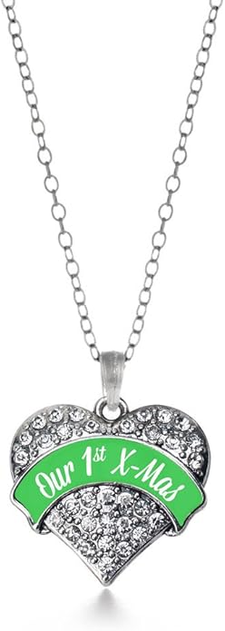 Inspired Silver - Silver Pave Heart Charm 18 Inch Necklace with Cubic Zirconia Jewelry