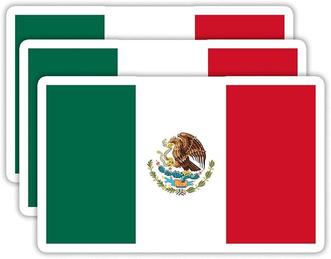 (3PCS) Mexico Flag stickers, Countries Flag Stickers - Waterproof Vinyl Decals For Laptops, Tumblers, Water Bottles, Books, Scrapbooks, Size 3 X 1.8 Inch