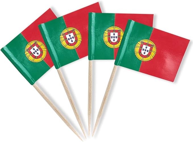 Portugal Flag Portuguese Flag, Small Mini Portugal Toothpick Flags for Food, Cupcakes, Cocktails, Appetizers, Bar Party Decorations