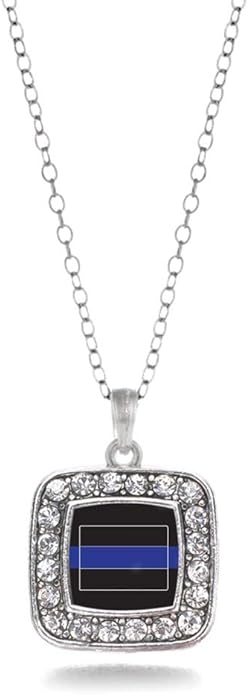 Inspired Silver - Silver Square Charm 18 Inch Necklace with Cubic Zirconia Jewelry