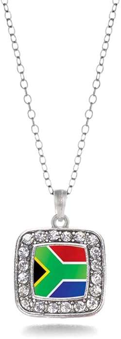 Inspired Silver - Silver Square Charm 18 Inch Necklace with Cubic Zirconia Jewelry