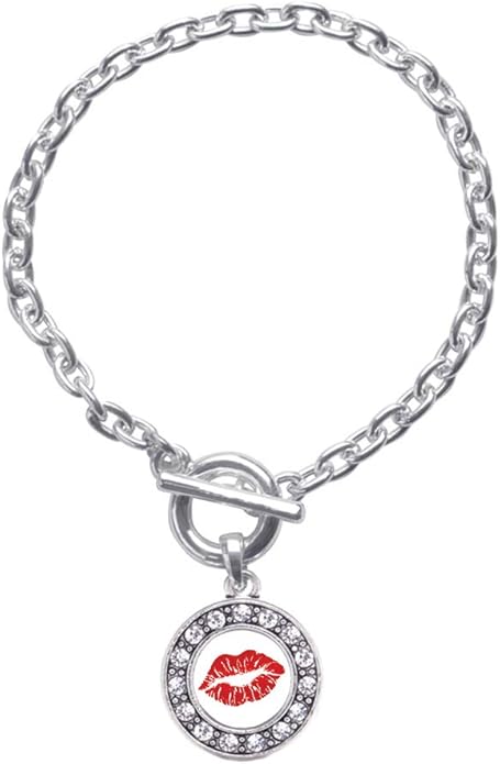 Inspired Silver - Silver Circle Charm Toggle Bracelet with Cubic Zirconia Jewelry